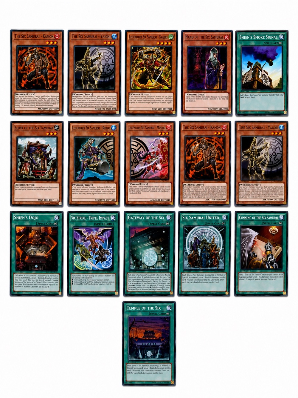Yu-Gi-Oh! Six Samurai 16 Card Lot + 4 Holographic Cards